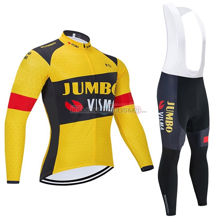 Abbigliamento Ciclismo Jumbo Visma Manica Lunga 2021 Giallo